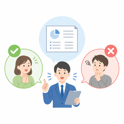 同じ説明でも評価が分かれるケース